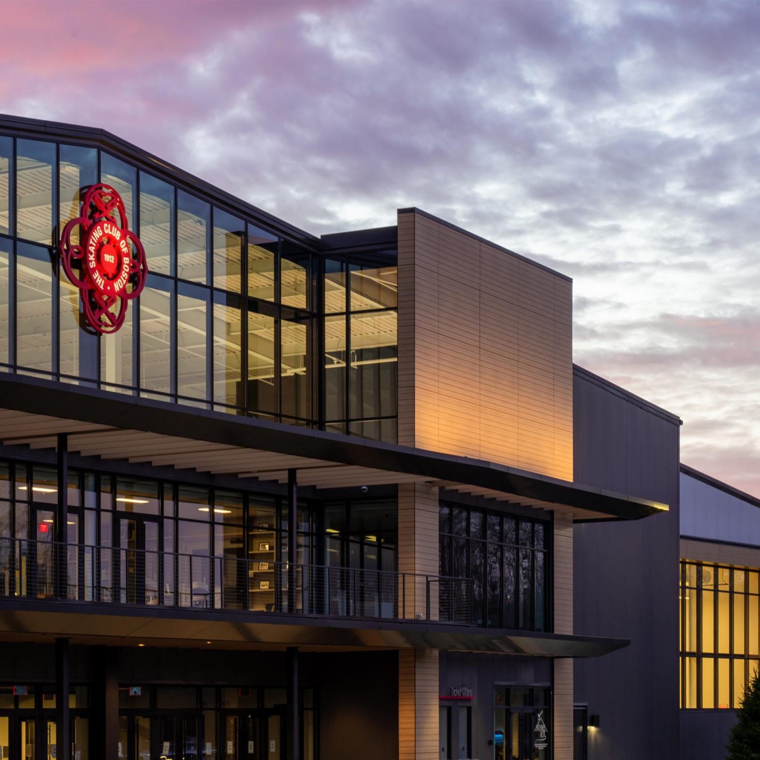 Boston Skating Club Exterior at Dusk