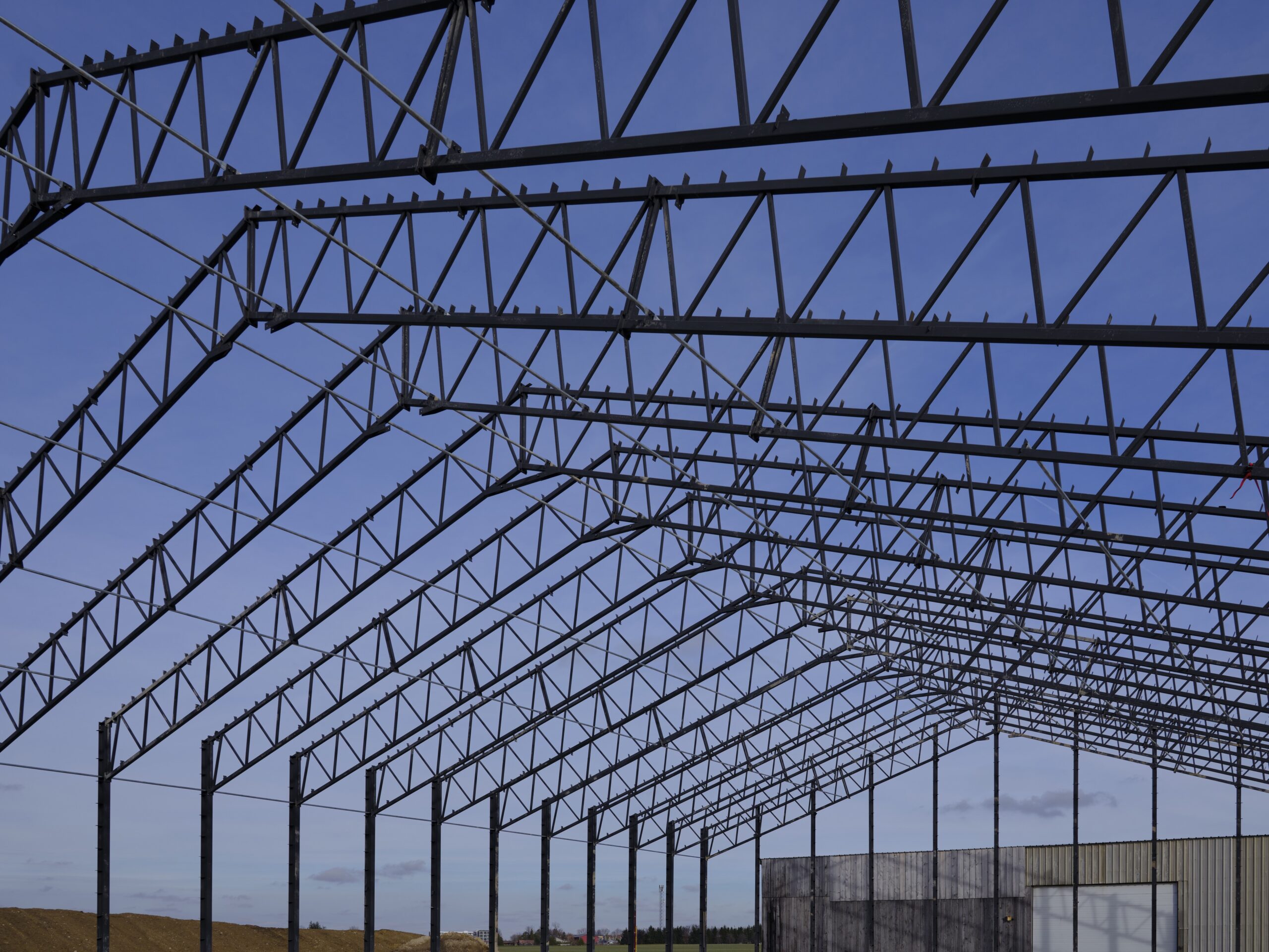Exposed barn steel framing